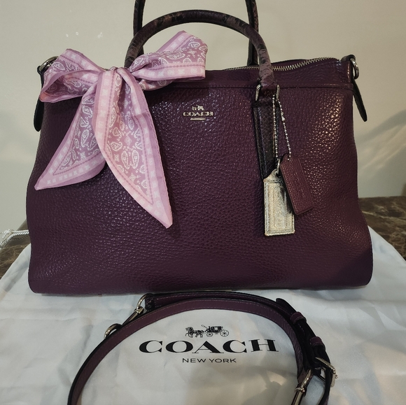 Coach Handbags - Coach Plum Pebbled Leather 2way Satchel W Twilly EUC